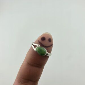 Sterling Silver Green Turquoise Ring Size 8.75 Vintage Style Natural Stone State